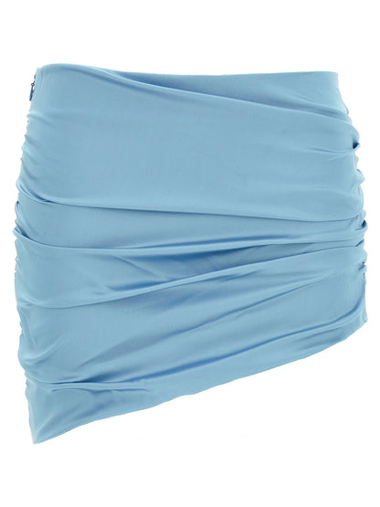 Alessandra Rich Satin Mini Skirt – Light Blue Mini