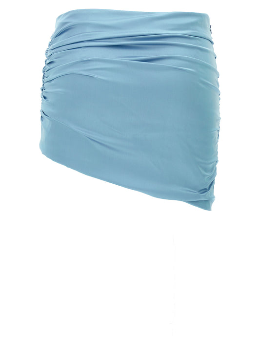 Alessandra Rich Satin Mini Skirt – Light Blue Mini