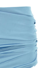 Alessandra Rich Satin Mini Skirt – Light Blue Mini