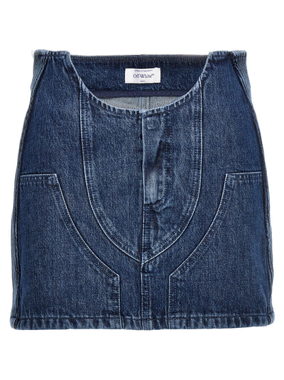 Off White Motorcycle Miniskirt — Women's Denim Skirt