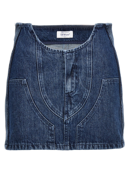 Off White Motorcycle Miniskirt — Women's Denim Skirt
