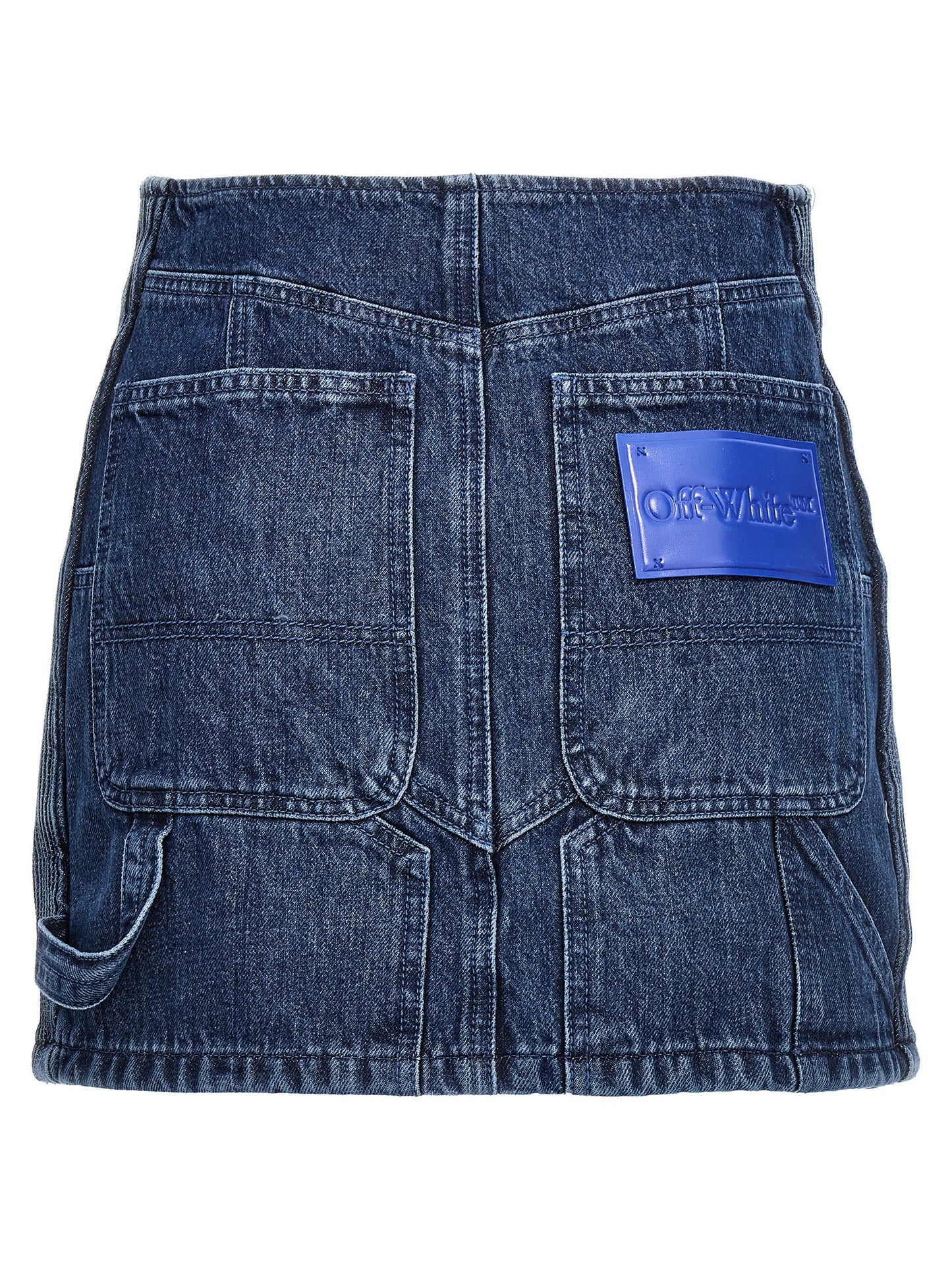 Off White Motorcycle Miniskirt — Women's Denim Skirt
