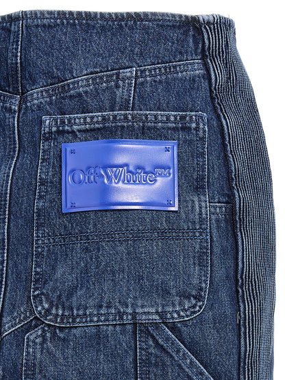 Off White Motorcycle Miniskirt — Women's Denim Skirt
