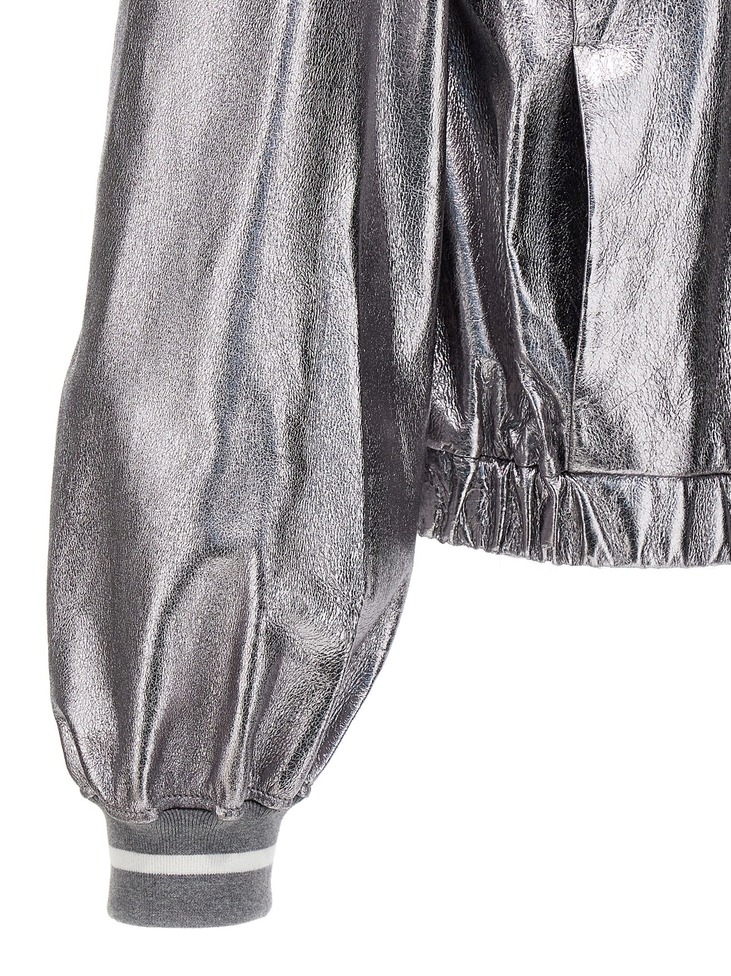 Brunello Cucinelli Laminated Leather Bomber Jacket