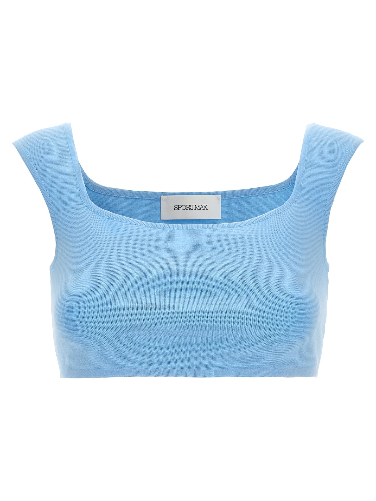 Sportmax Fulmine’ Top — Cropped Knit Top, Light Blue