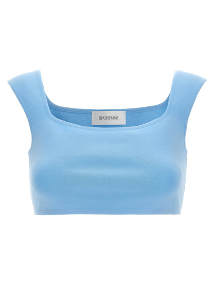 Sportmax Fulmine’ Top — Cropped Knit Top, Light Blue