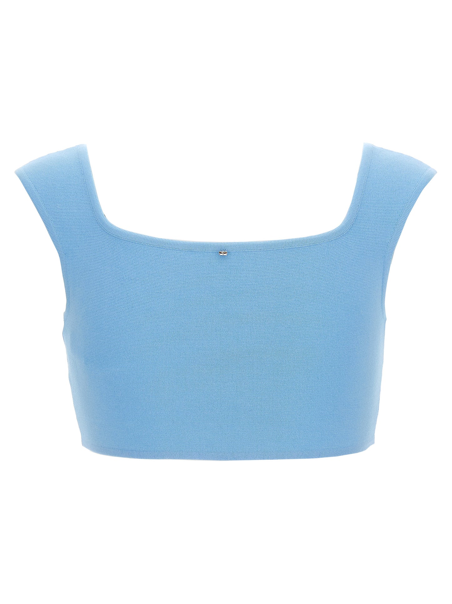 Sportmax Fulmine’ Top — Cropped Knit Top, Light Blue