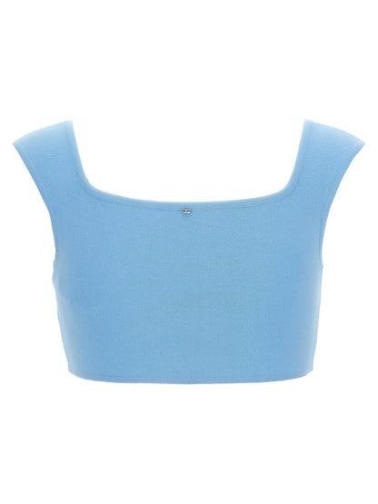 Sportmax Fulmine’ Top — Cropped Knit Top, Light Blue