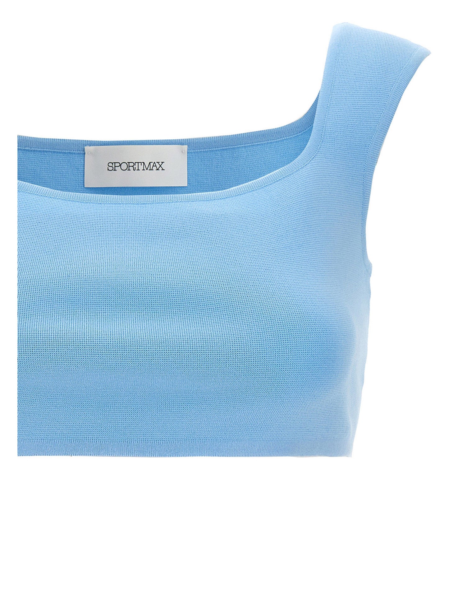 Sportmax Fulmine’ Top — Cropped Knit Top, Light Blue