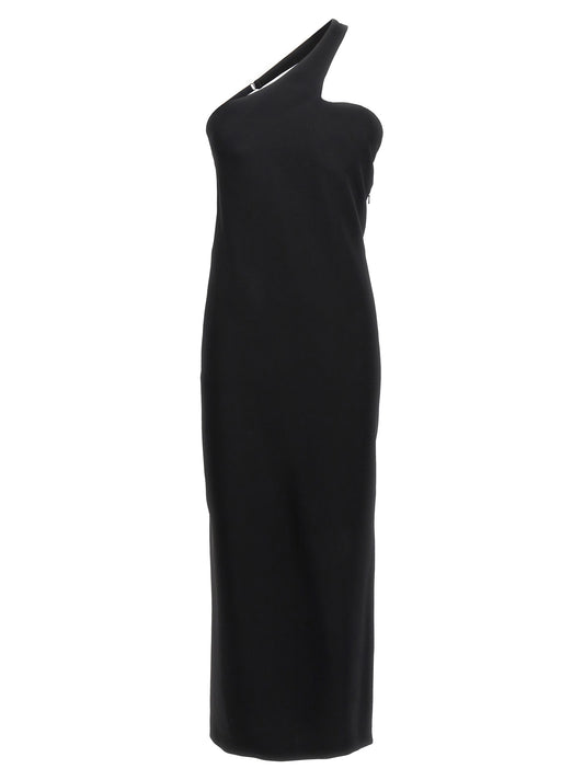 Sportmax Molise One-Shoulder Skirt Dress — Black
