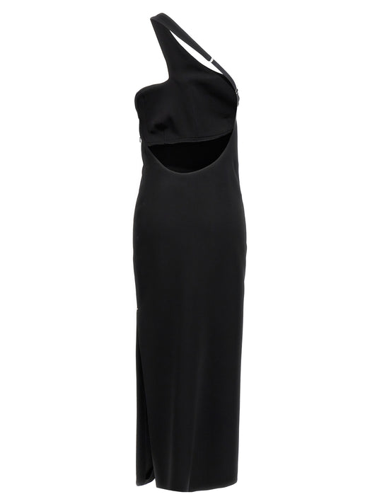 Sportmax Molise One-Shoulder Skirt Dress — Black