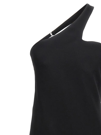 Sportmax Molise One-Shoulder Skirt Dress — Black