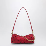 Manu Atelier Mini Cylinder bag in perforated red suede