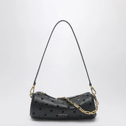 Manu Atelier Mini Cylinder bag in perforated black leather