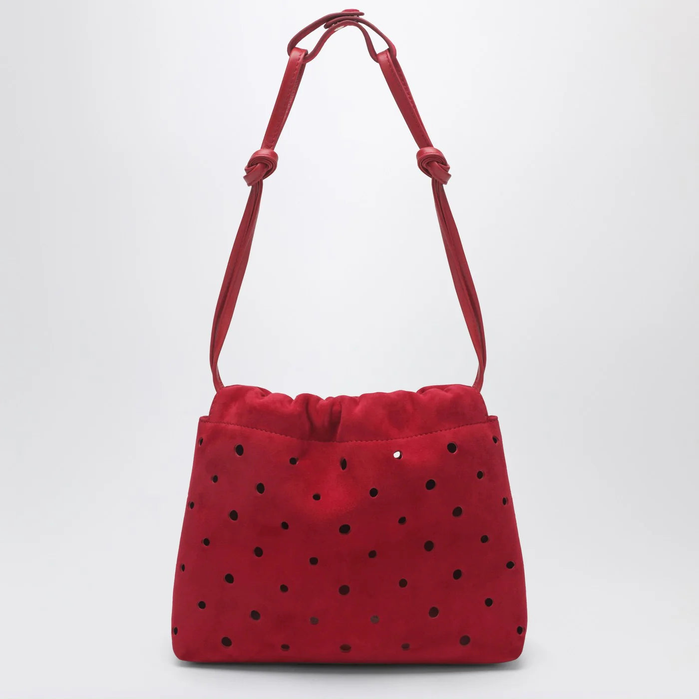 Manu Atelier Romy perforated red suede pouch
