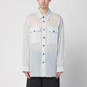 Dries Van Noten Light blue ice cotton shirt with pockets