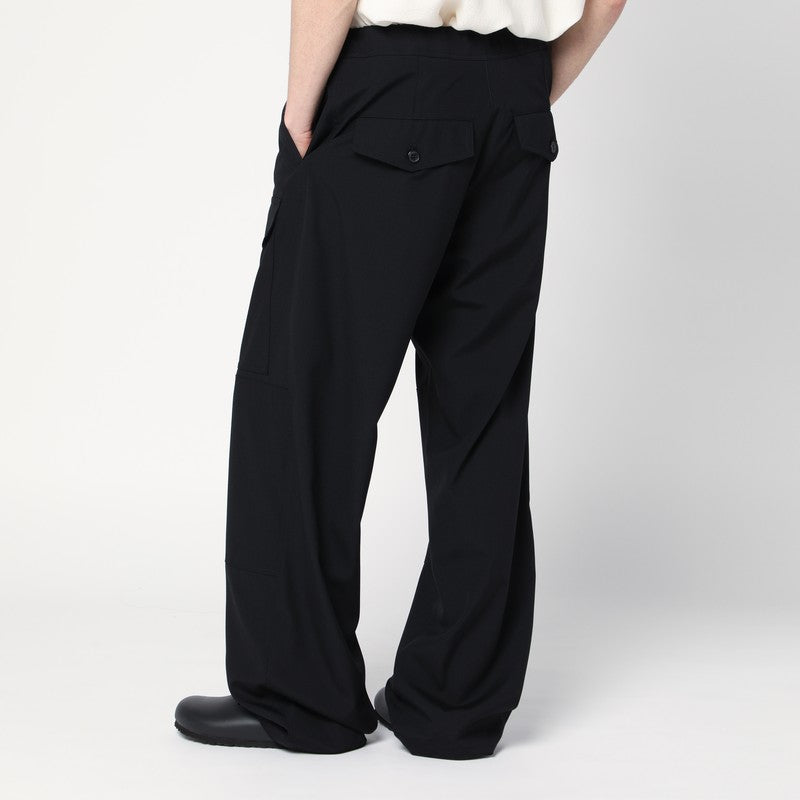 Dries Van Noten Wide black wool trousers