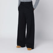 Dries Van Noten Pantalón ancho de algodón negro