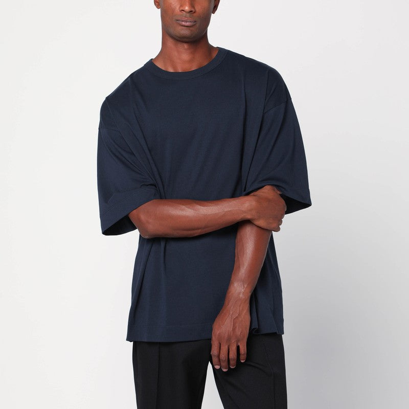 Dries Van Noten Oversized navy blue cotton T-shirt
