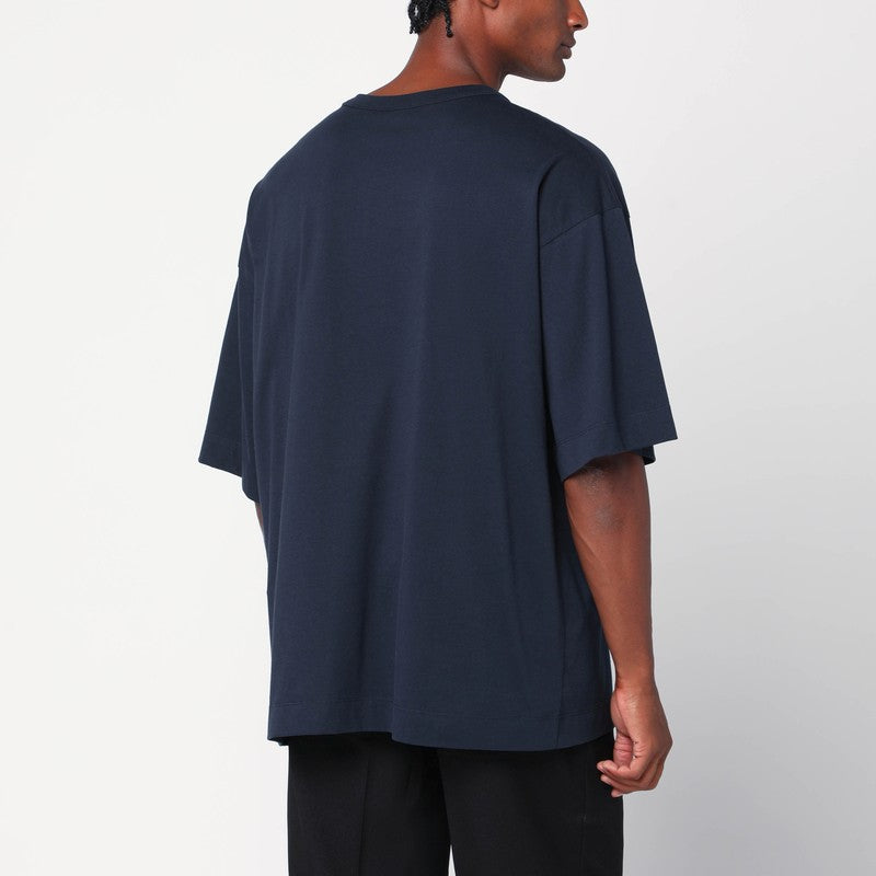 Dries Van Noten Oversized navy blue cotton T-shirt