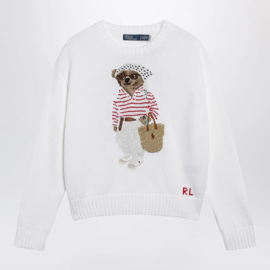 Polo Ralph Lauren White cotton Polo Bear sweater