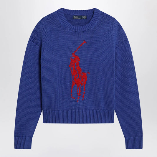Polo Ralph Lauren Purplish blue sweater with logo intarsia