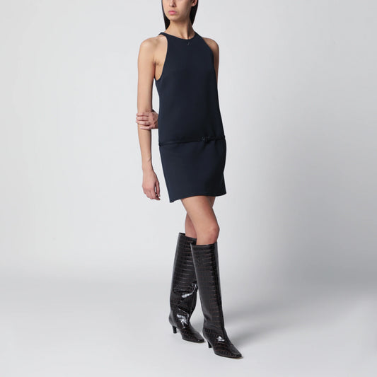 Courreges Courrèges Sleeveless A-line twill mini dress with belt in navy