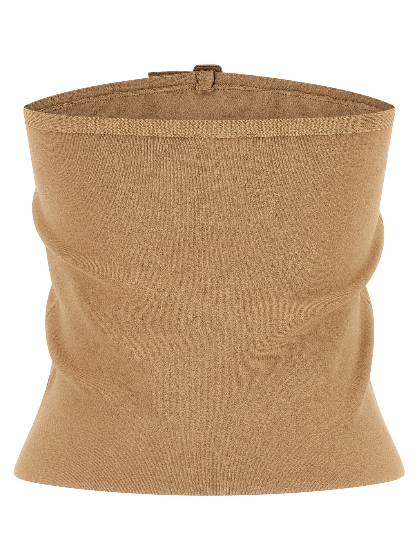 Courreges Buckle Top — Beige Off‑Shoulder Top (Women)