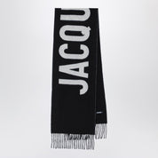 JACQUEMUS Black wool scarf with logo