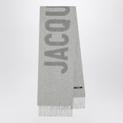 JACQUEMUS Grey wool scarf with logo