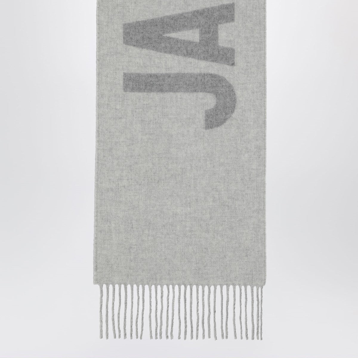 JACQUEMUS Grey wool scarf with logo