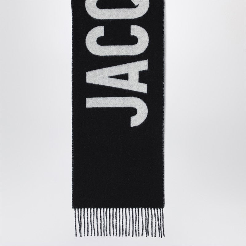 JACQUEMUS Black wool scarf with logo