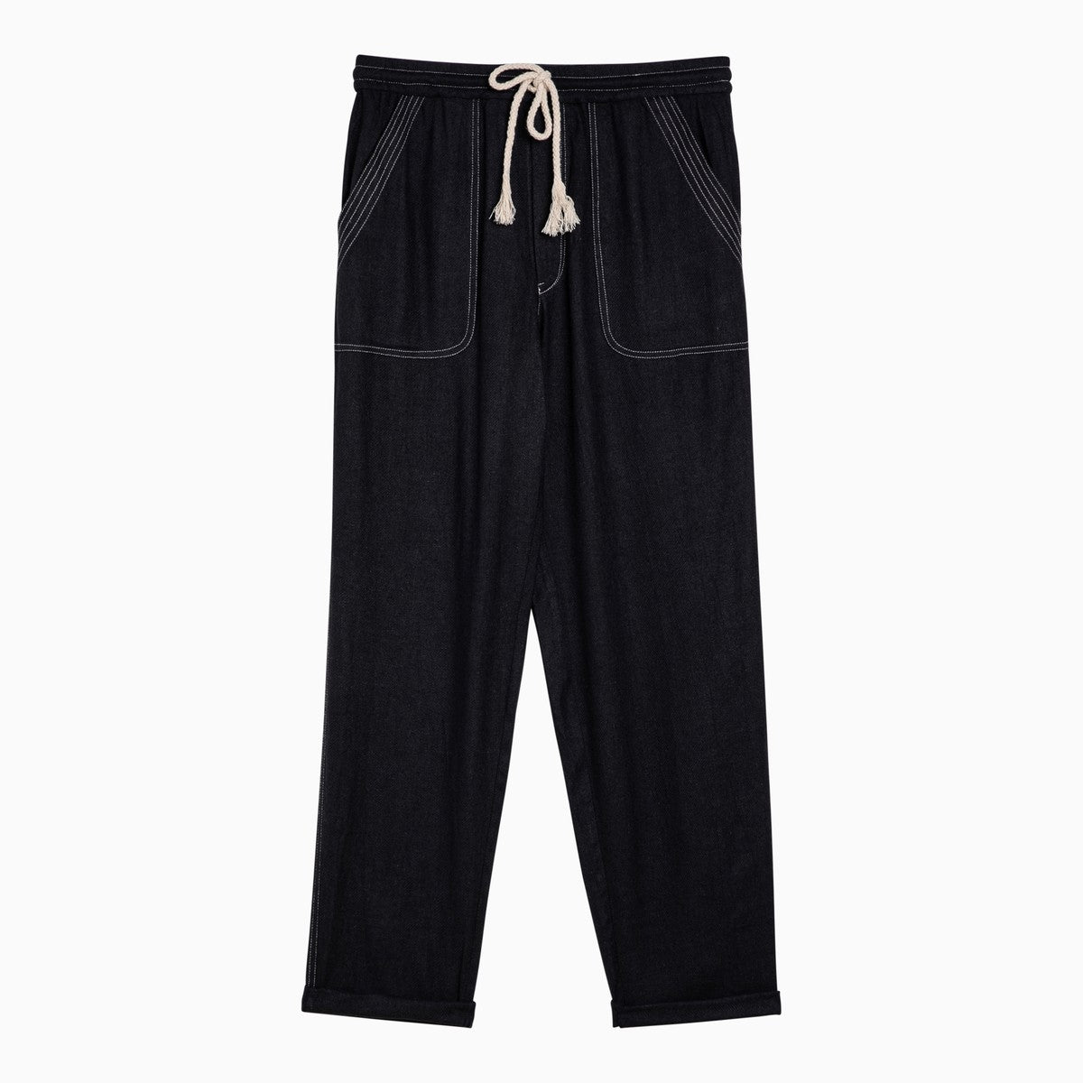 ISABEL MARANT Étoile black silk trousers with drawstring
