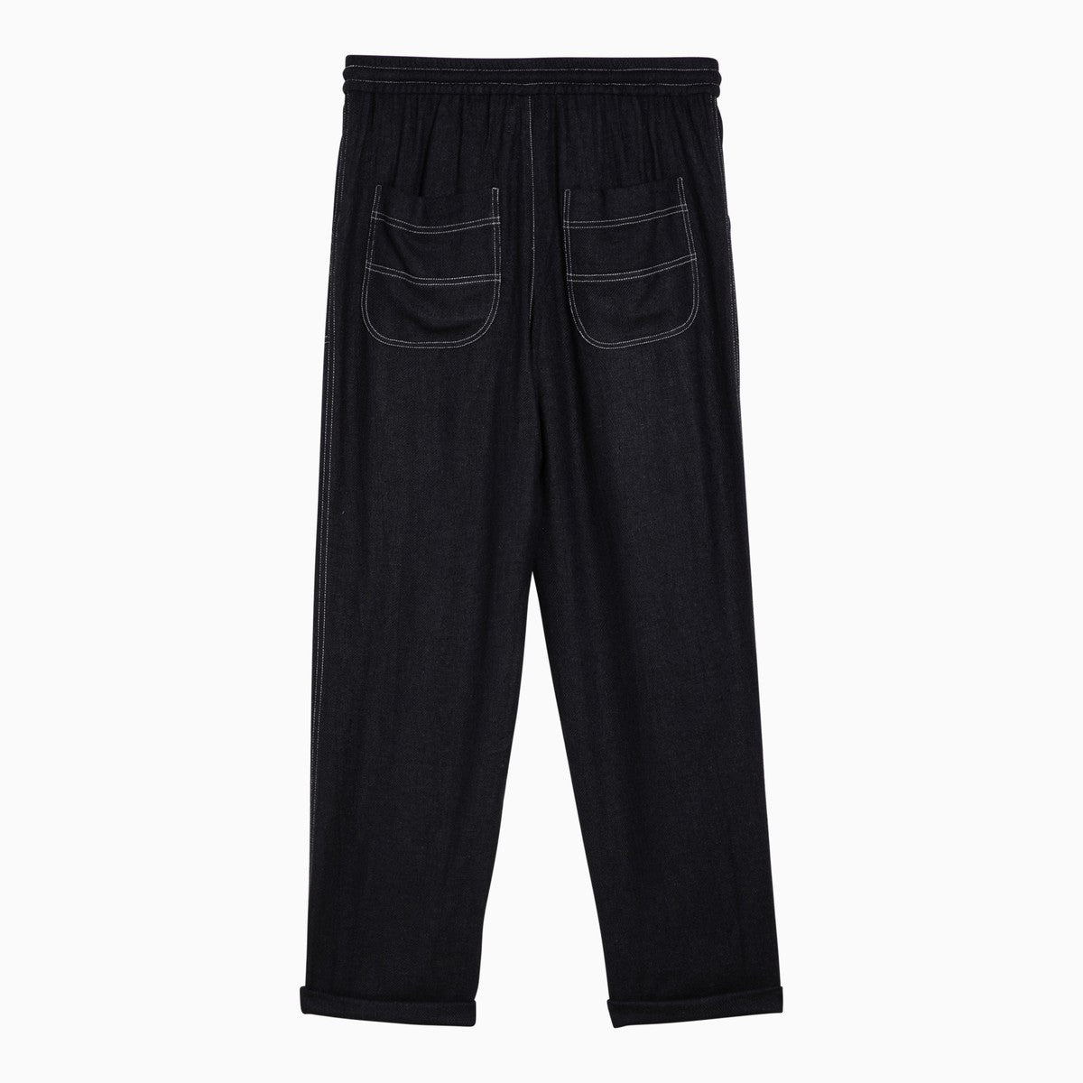 ISABEL MARANT Étoile black silk trousers with drawstring