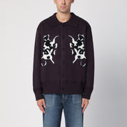 New Amsterdam Surf Association Plum polo cardigan in merino wool