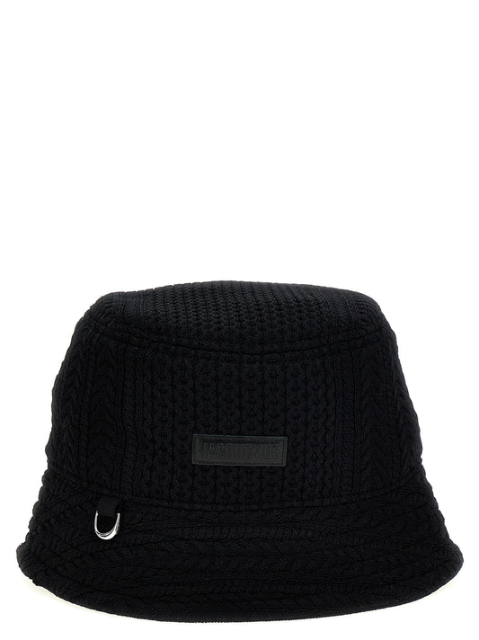 Jacquemus Le Bob Belo Bucket Hat — Black, Braided