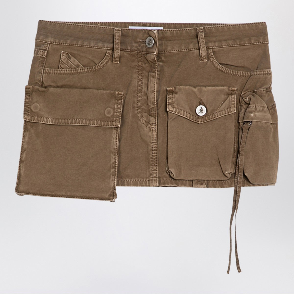 The Attico Fay khaki cargo miniskirt