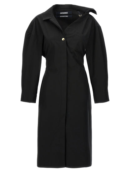 Jacquemus La Robe Chemise Dress — Black Cotton Shirtdress