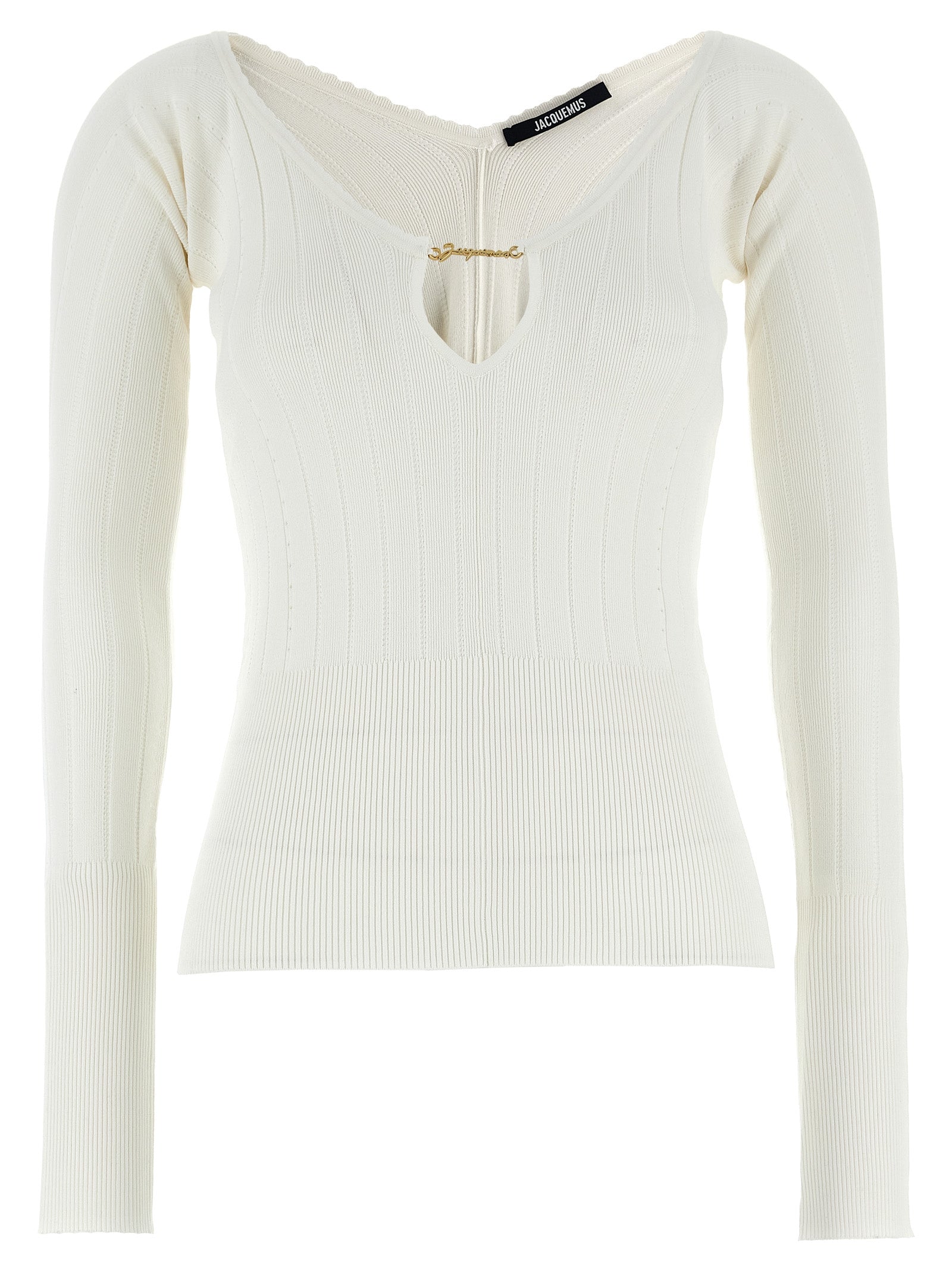 Jacquemus Le Haut Pralù Top — White Ribbed Cut-Out