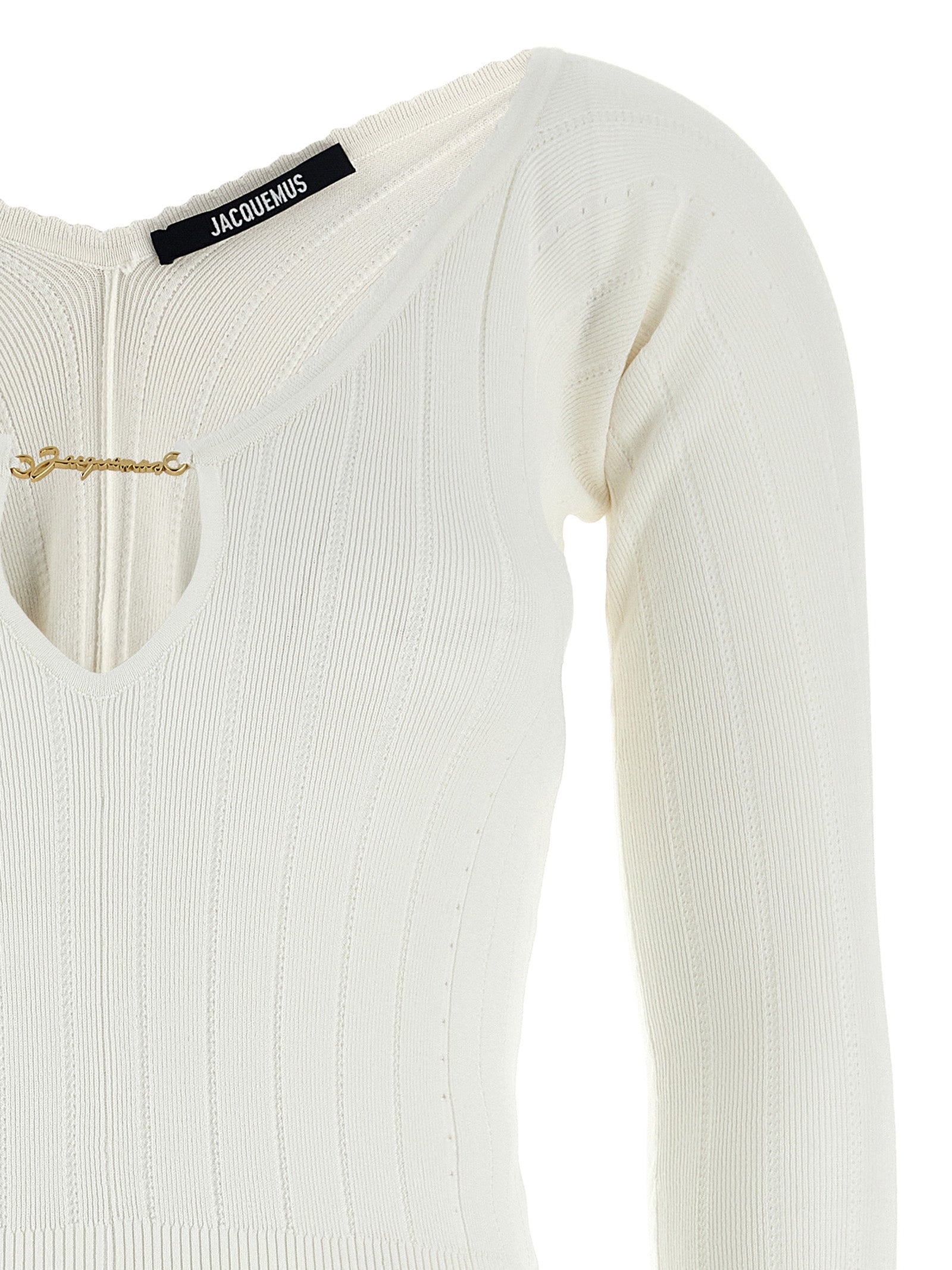 Jacquemus Le Haut Pralù Top — White Ribbed Cut-Out