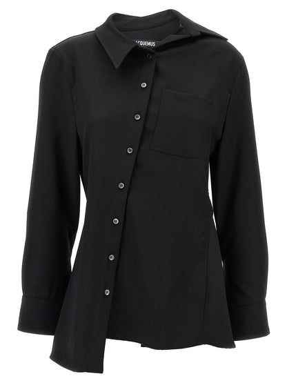 Jacquemus La Chemise Pablo Shirt — Black Wool Shirt
