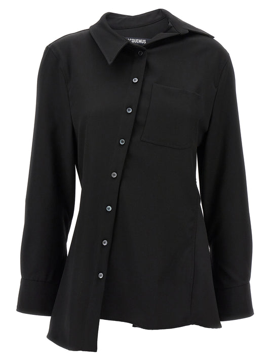 Jacquemus La Chemise Pablo Shirt — Black Wool Shirt