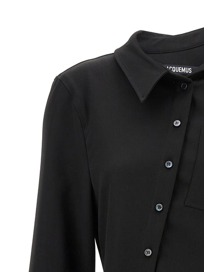 Jacquemus La Chemise Pablo Shirt — Black Wool Shirt