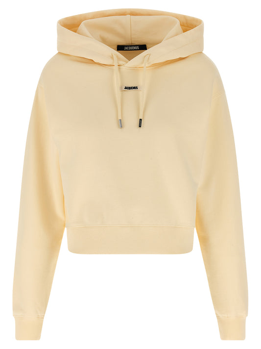 Jacquemus Le Hoodie Gros-grain Hoodie - Beige Crop Top