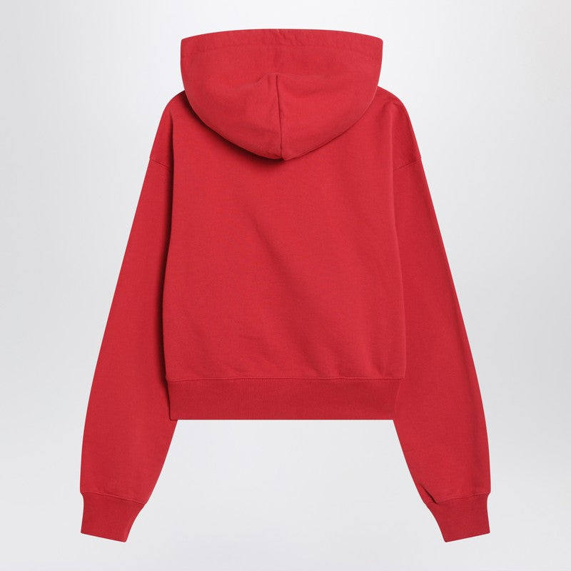 Sweat à capuche rouge avec patch logo en coton