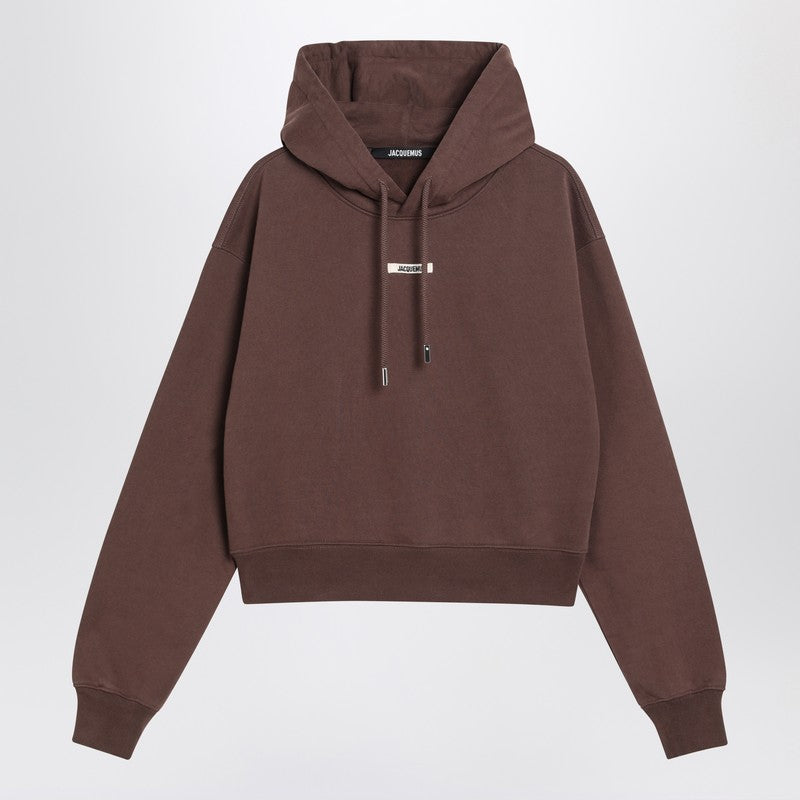 JACQUEMUS Brown Gros Grain hooded sweatshirt