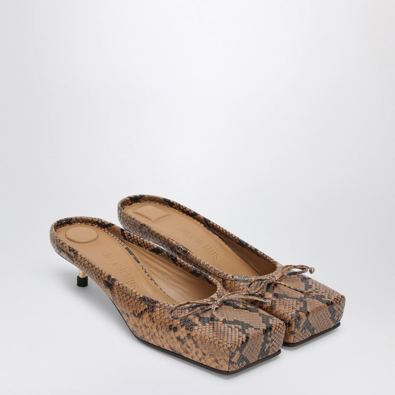 Mule cuadrado Jacquemus Le Ballet en piel efecto pitón marrón
