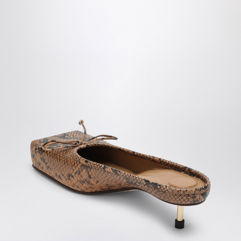 Mule cuadrado Jacquemus Le Ballet en piel efecto pitón marrón