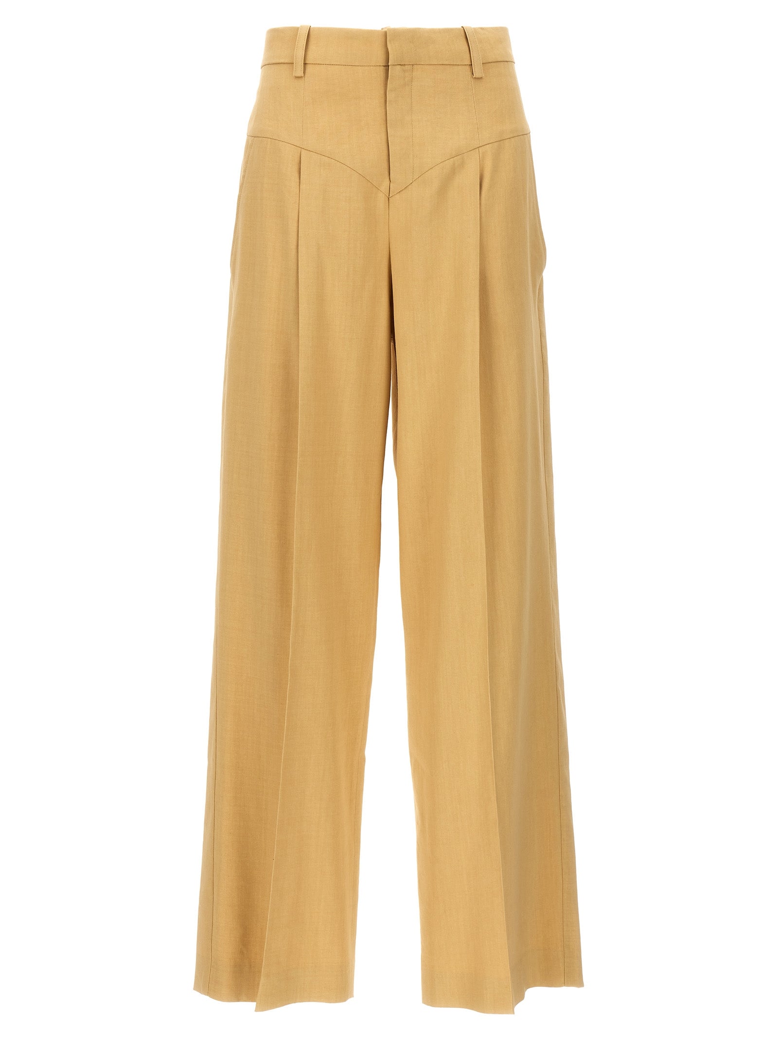 Isabel Marant Staya Trousers — Beige Viscose-Hemp