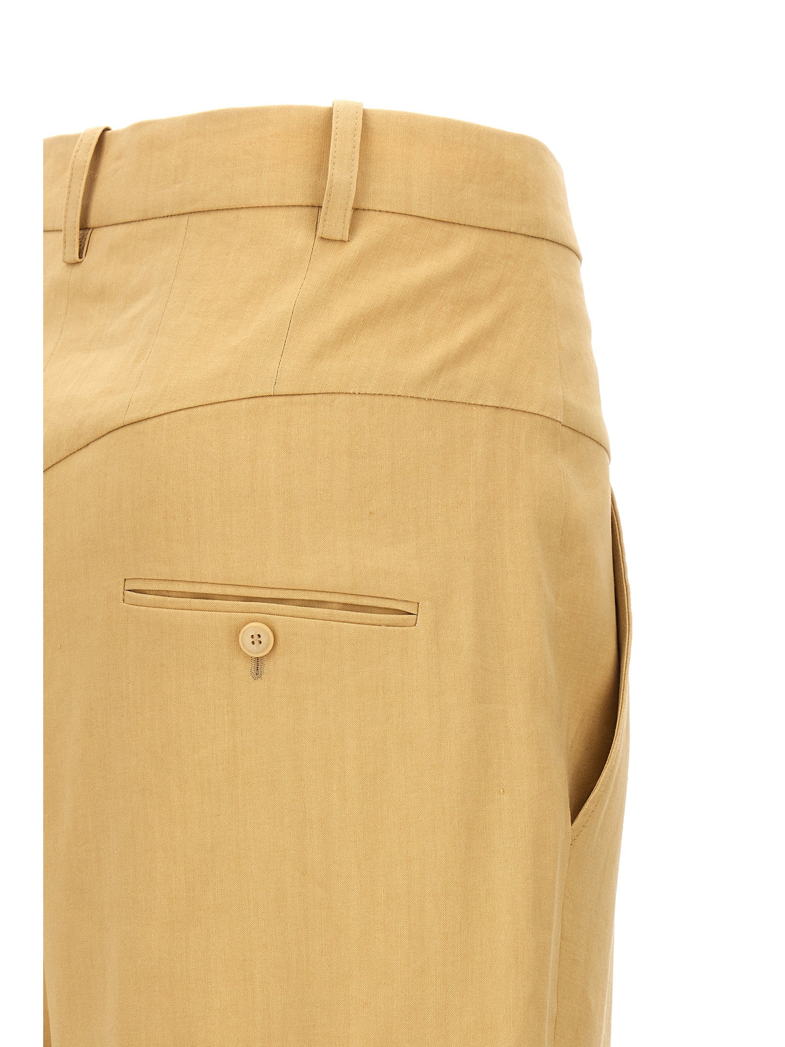 Isabel Marant Staya Trousers — Beige Viscose-Hemp